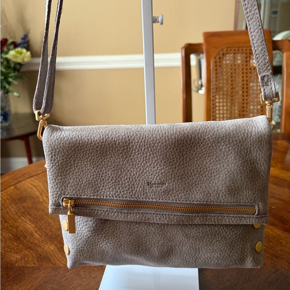 Hammitt Taupe Leather Crossbody with Gold Hardware